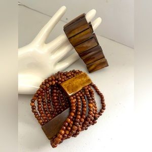 💍LOT of 2 Beaded Brown🟤🤎 Stretch Bracelets NEW